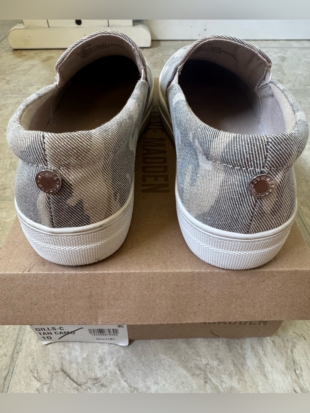 Steve Madden Slip-On Sneakers in Beige and Gray Camo - Picture 5 of 8